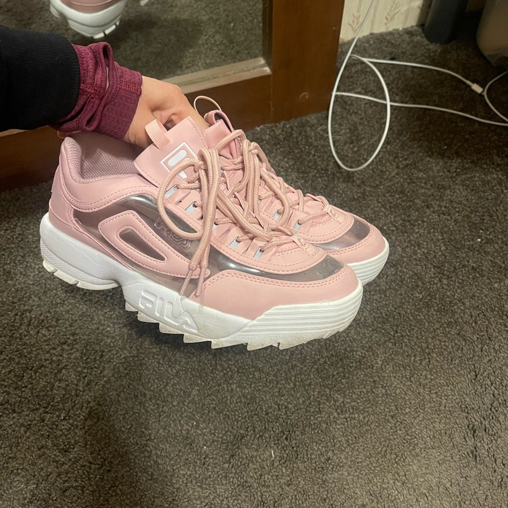 Pink fila sneakers